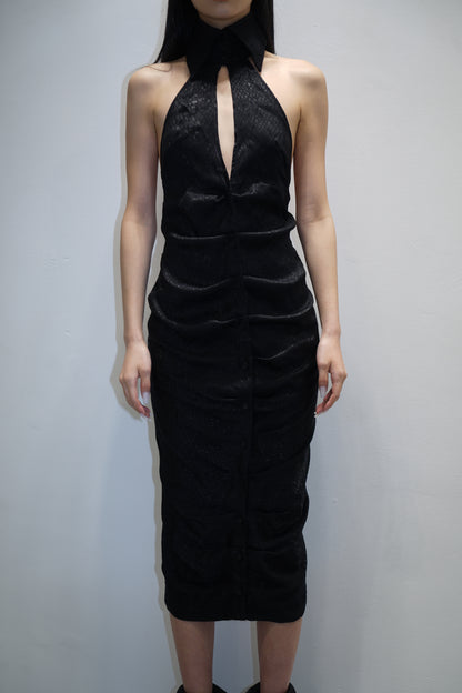 PRESSIAT BLACK PLEATED DRESS