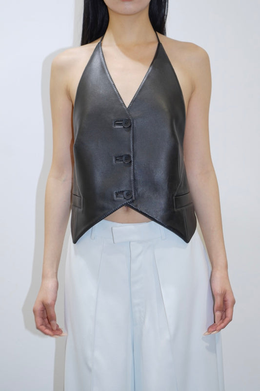 SITUATIONIST BLACK LEATHER VEST