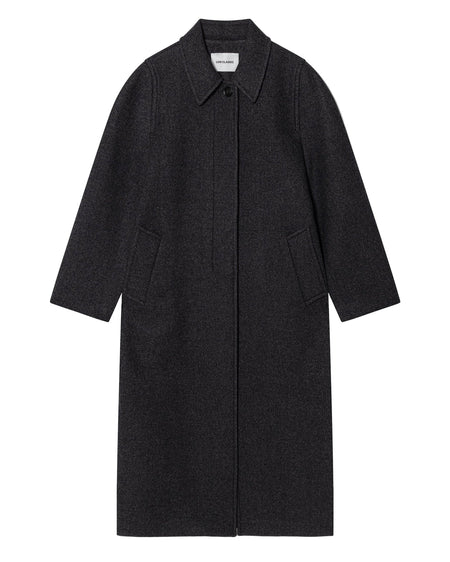 SINGLE BUTTONOED BALMACAAN COAT_DARK GREY