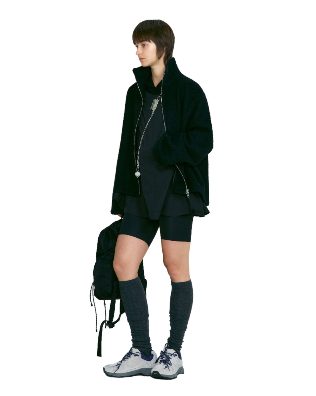 HAIRY BOUCLE ZIP SHIRT JACKET