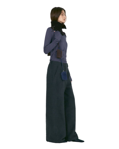 HAIRY BOUCLE WOOL PANTS