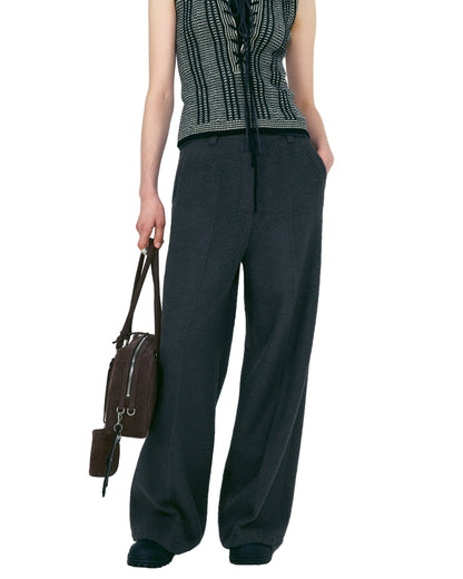 HAIRY BOUCLE WOOL PANTS