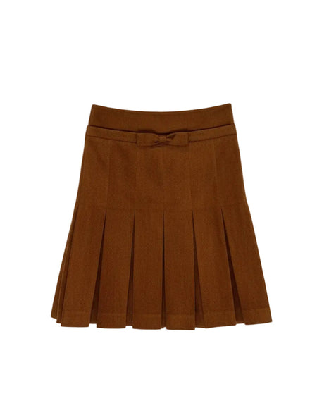 BOW WAIST PLEATED SKIRT