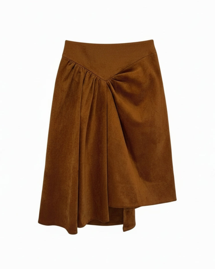 ASYMMETRIC PLEATED LONG SKIRT