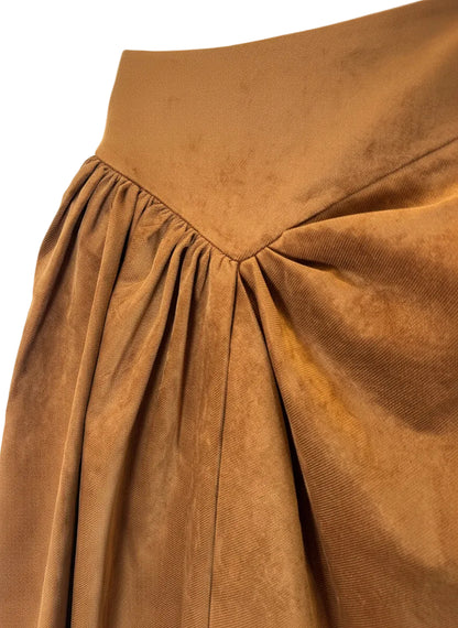 ASYMMETRIC PLEATED LONG SKIRT