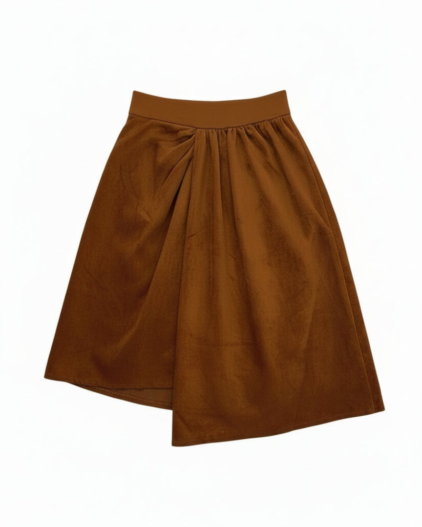 ASYMMETRIC PLEATED LONG SKIRT
