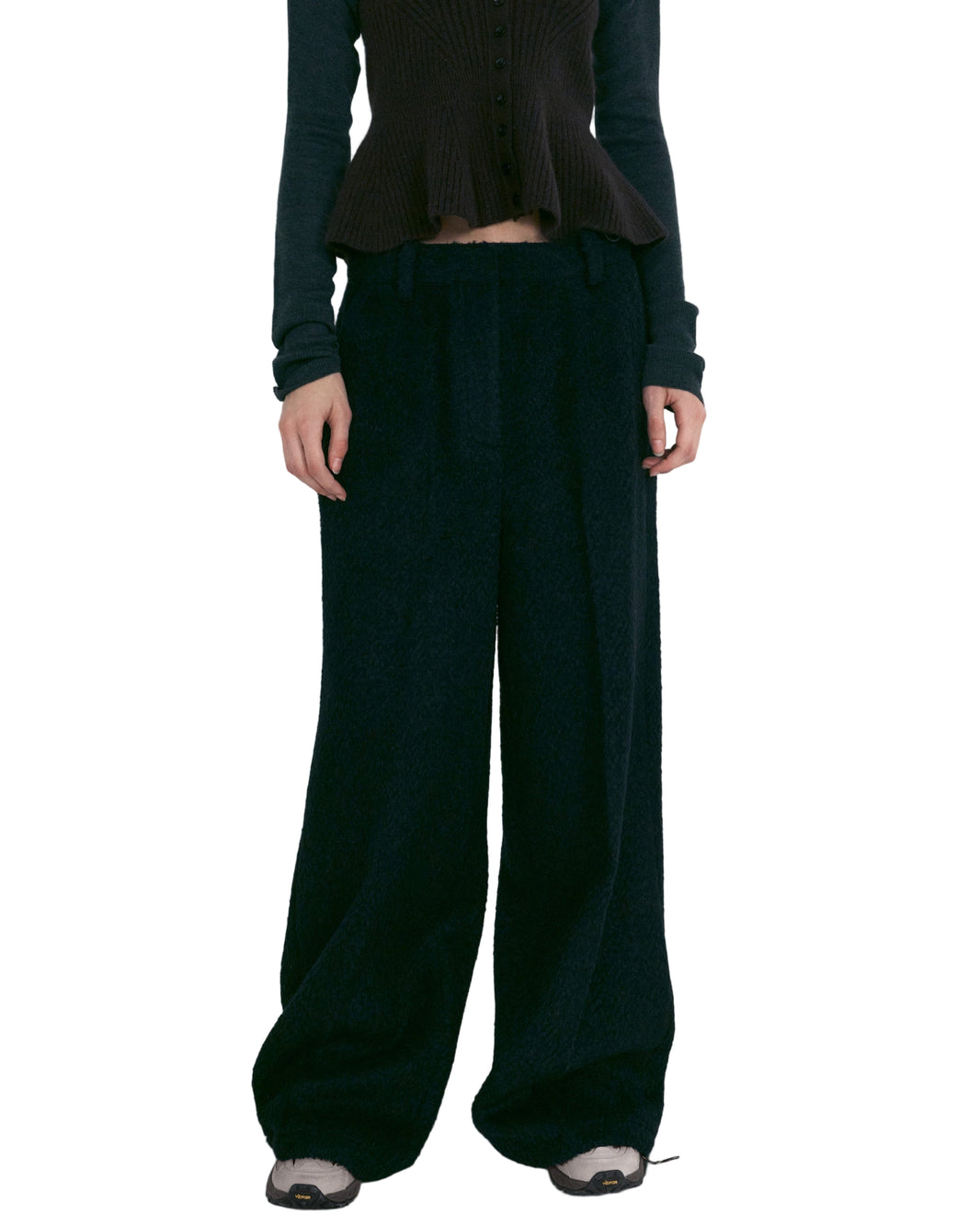 HAIRY BOUCLE WOOL PANTS