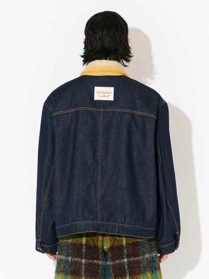 DENIM JACKET WITH KNITTED COLLAR