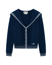 SHUSHU/TONG SAILOR-COLLAR WOOL KNIT CARDIGAN_NAVY