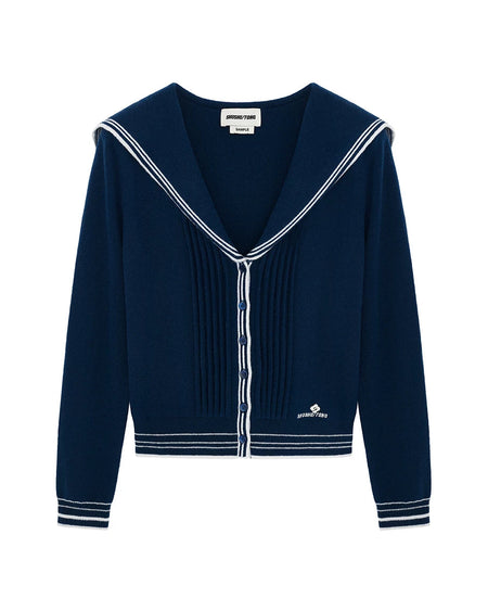 SHUSHU/TONG SAILOR-COLLAR WOOL KNIT CARDIGAN_NAVY