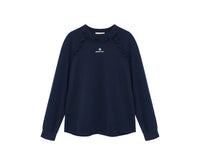 SHUSHU/TONG RUFFLE TRIM COTTON LONG SLEEVE TOP_NAVY