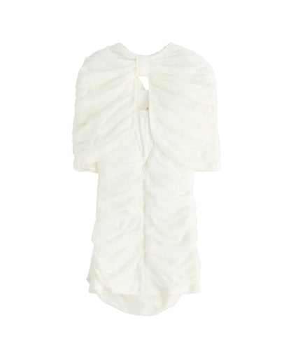 LACE OVERLAY SHOULDER DRESS THREE PIECE SET