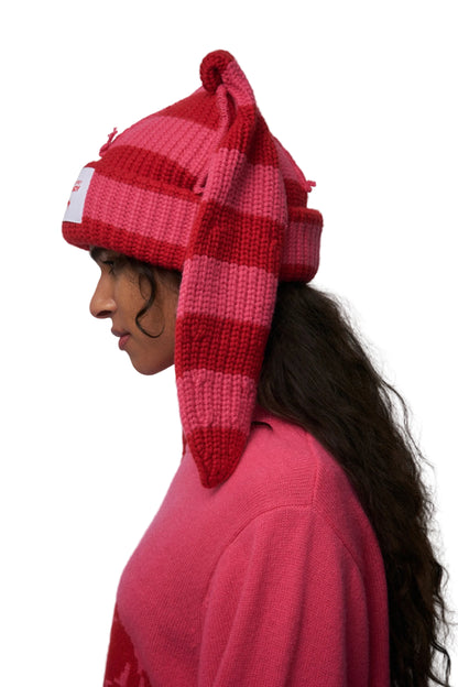 CHARLES JEFFREY LOVERBOY CHUNKY RABBIT BEANIE_RED STRIPE