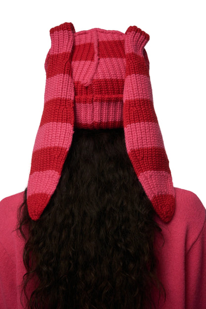 CHARLES JEFFREY LOVERBOY CHUNKY RABBIT BEANIE_RED STRIPE