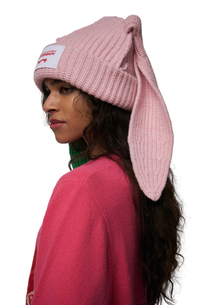 CHARLES JEFFREY LOVERBOY CHUNKY RABBIT BEANIE_PINK GREEN