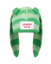 CHARLES JEFFREY LOVERBOY CHUNKY RABBIT BEANIE_GREEN STRIPE
