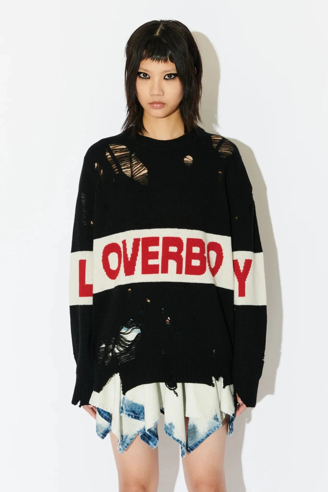 CHARLES JEFFREY LOVERYBOY DISTRESSED LOVERBOY LOGO JUMPER