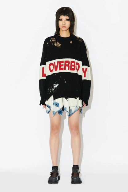 CHARLES JEFFREY LOVERYBOY DISTRESSED LOVERBOY LOGO JUMPER