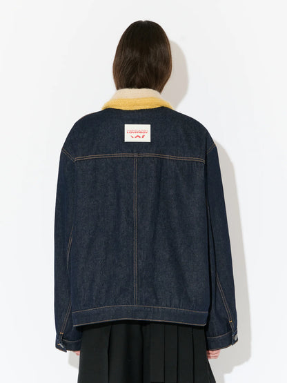 DENIM JACKET WITH KNITTED COLLAR