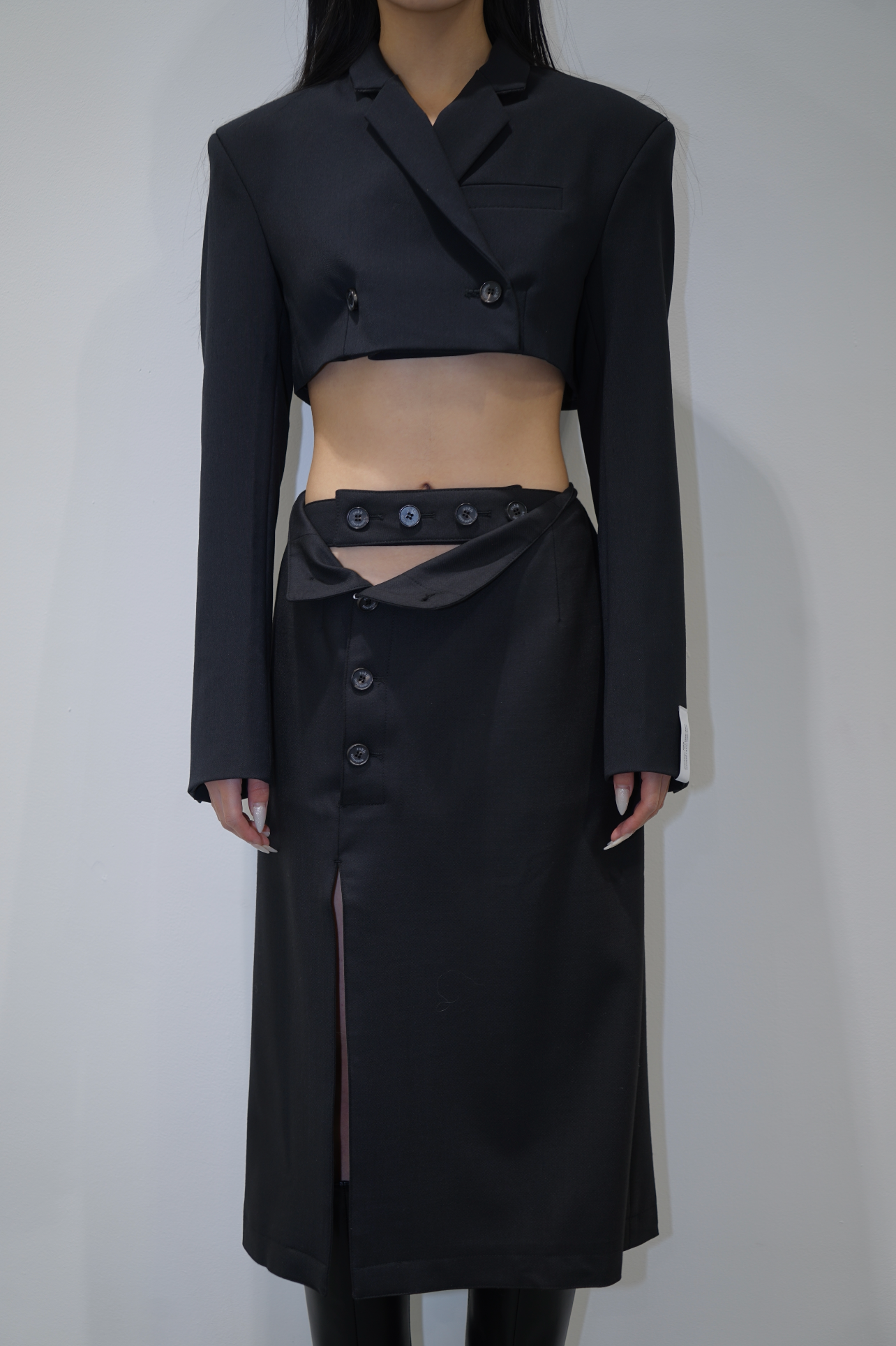 Rokh VM CROPPED TAILORED BLAZER Black