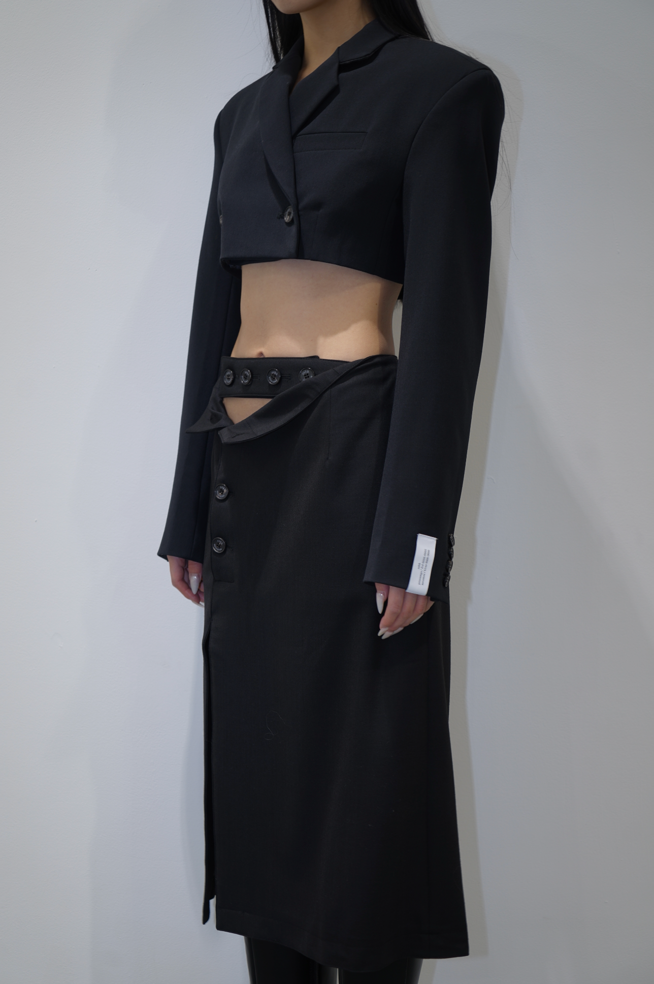 Rokh VM CROPPED TAILORED BLAZER Black