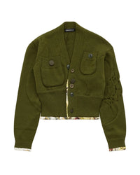 ASYMMETRIC FLORAL-LINED CARDIGAN