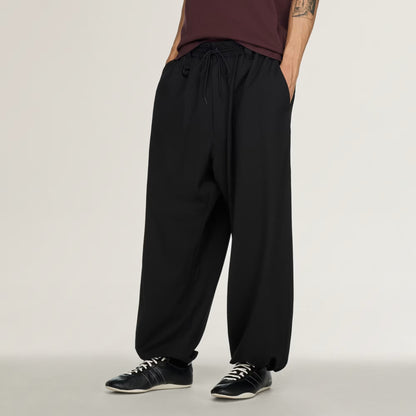 Y-3 WOOL STRAIGHT LEG TROUSERS_BLACK