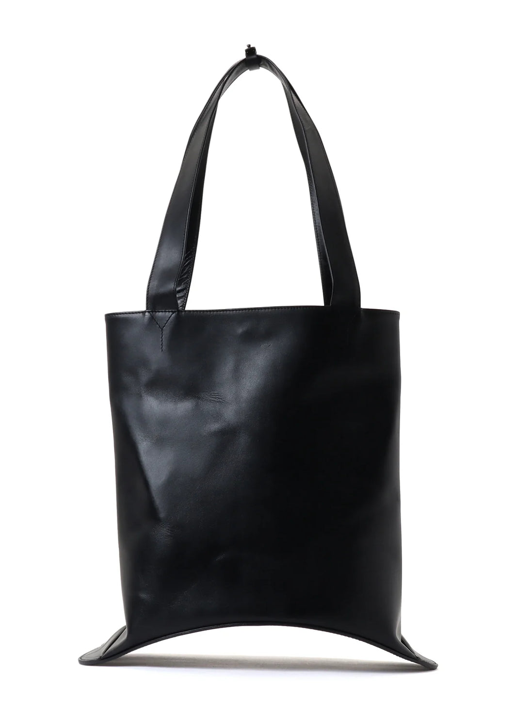 Y's OIL SOFT LEATHER CURVED TOTE BAG