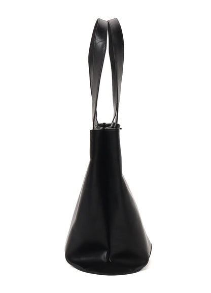 Y's OIL SOFT LEATHER CURVED TOTE BAG
