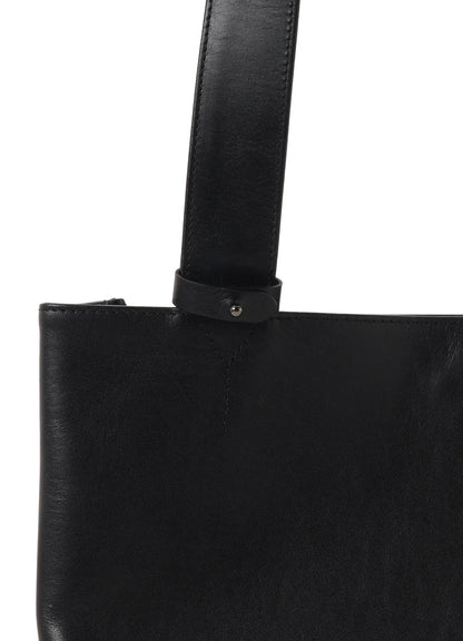 Y's OIL SOFT LEATHER CURVED TOTE BAG