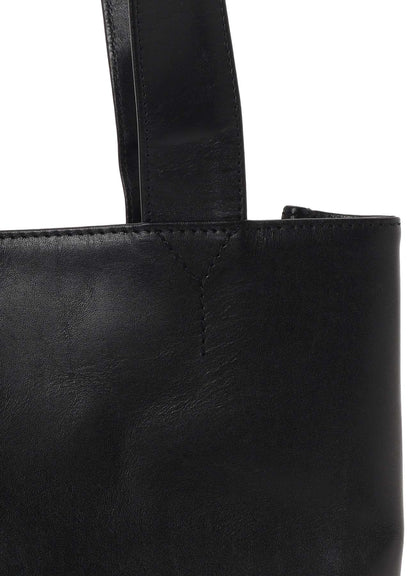 Y's OIL SOFT LEATHER CURVED TOTE BAG