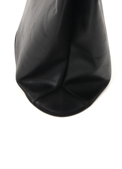 Y's OIL SOFT LEATHER CURVED TOTE BAG