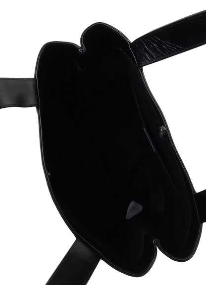 Y's OIL SOFT LEATHER CURVED TOTE BAG