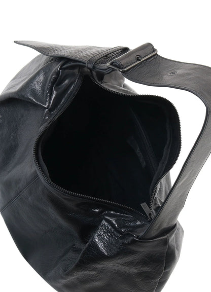 Y's SURFACE-DYED SOFT TAN LEATHER GYOZA BAG