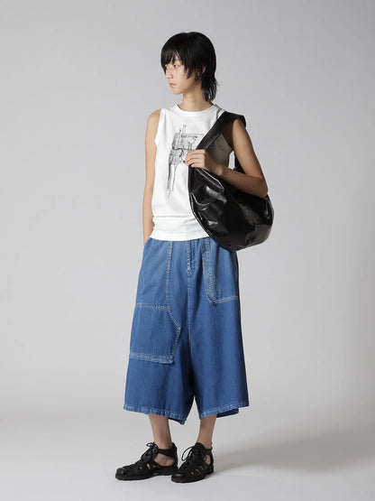 Y's SURFACE-DYED SOFT TAN LEATHER GYOZA BAG