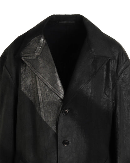 YOHJI YAMAMOTO Y'S 8OZ DENIM FOIL PRINT TAILORED JACKET_BLACK