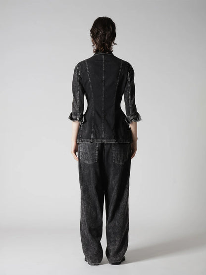 Y's 6OZ DENIM CHEMICAL WASH JACKET