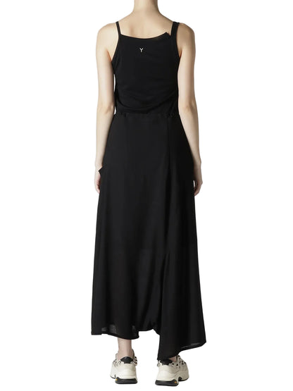 YOHJI YAMAMOTO Y's RY/NY GAUZE ASYMMETERIC PANTS WITH GUSSET_BLACK