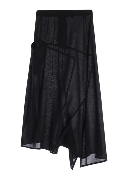 YOHJI YAMAMOTO Y's RY/NY GAUZE ASYMMETERIC PANTS WITH GUSSET_BLACK