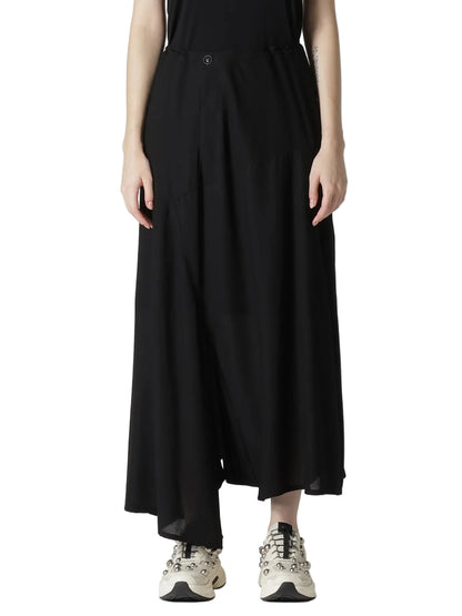 YOHJI YAMAMOTO Y's RY/NY GAUZE ASYMMETERIC PANTS WITH GUSSET_BLACK