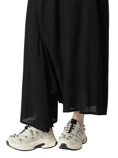 YOHJI YAMAMOTO Y's RY/NY GAUZE ASYMMETERIC PANTS WITH GUSSET_BLACK