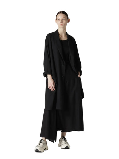 YOHJI YAMAMOTO Y's RY/NY GAUZE ASYMMETERIC PANTS WITH GUSSET_BLACK