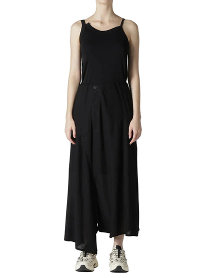 YOHJI YAMAMOTO Y's RY/NY GAUZE ASYMMETERIC PANTS WITH GUSSET_BLACK