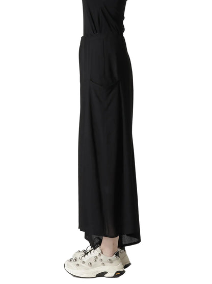 YOHJI YAMAMOTO Y's RY/NY GAUZE ASYMMETERIC PANTS WITH GUSSET_BLACK