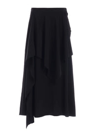 YOHJI YAMAMOTO Y's TA/PE CREPE DE CHINE DRAPE SKIRT_BLACK