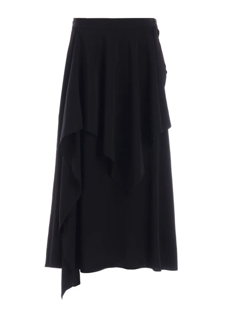 YOHJI YAMAMOTO Y's TA/PE CREPE DE CHINE DRAPE SKIRT_BLACK