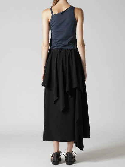 YOHJI YAMAMOTO Y's TA/PE CREPE DE CHINE DRAPE SKIRT_BLACK