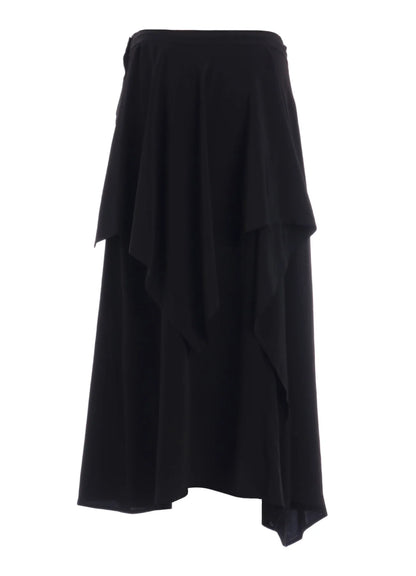 YOHJI YAMAMOTO Y's TA/PE CREPE DE CHINE DRAPE SKIRT_BLACK