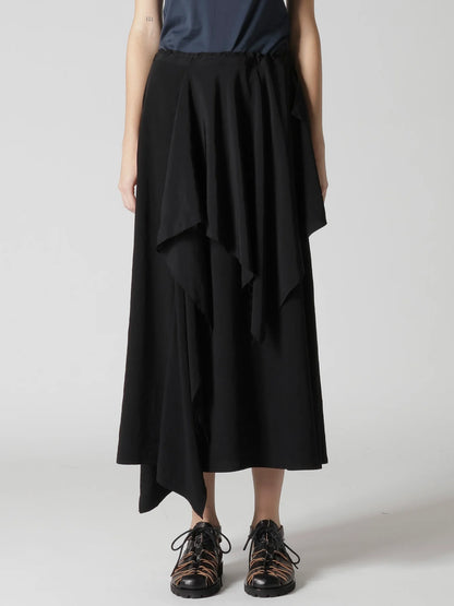 YOHJI YAMAMOTO Y's TA/PE CREPE DE CHINE DRAPE SKIRT_BLACK