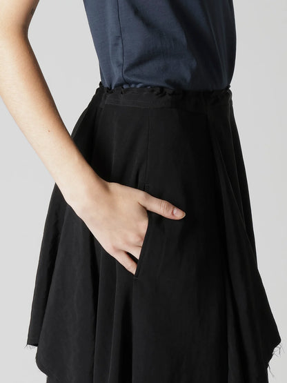 YOHJI YAMAMOTO Y's TA/PE CREPE DE CHINE DRAPE SKIRT_BLACK
